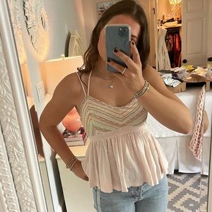 FREE PEOPLE Embroidered Halter Top!!